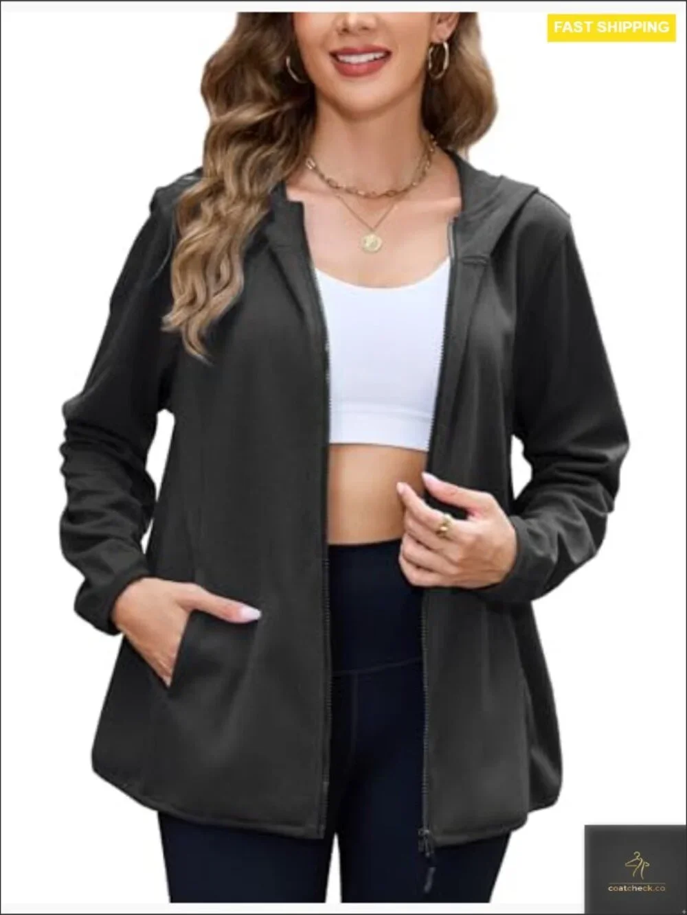 Lightweight Fleece Full Zip Hoodie Relaxed Fit Hiking Sweater with Pockets